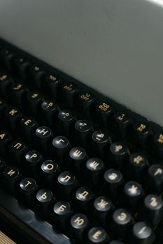 Close-up view of vintage Russian typewriter keys in a still life composition.