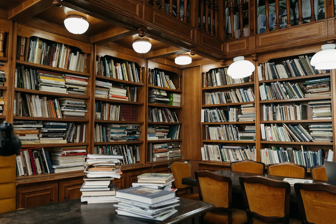 Free Collection of Books in Library Stock Photo