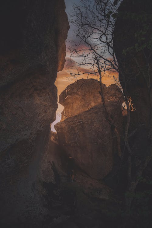 Brown Rock Formation at  Sunset