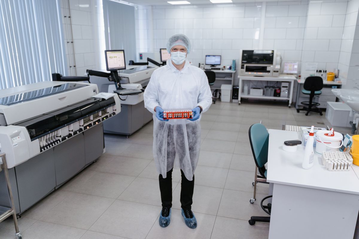 Scientist working in a modern pharmaceutical laboratory