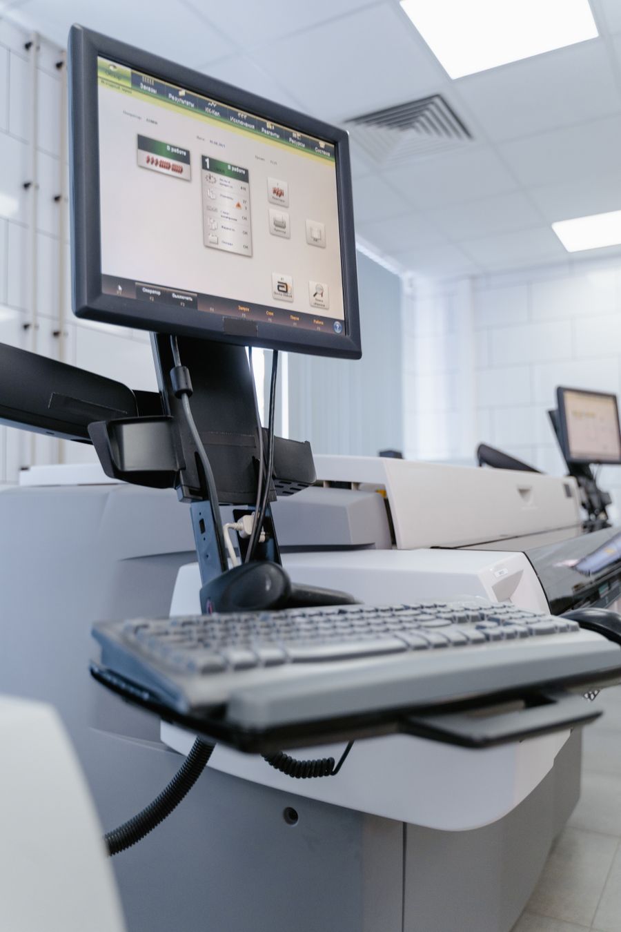Research data displayed on a computer inside a medical laboratory