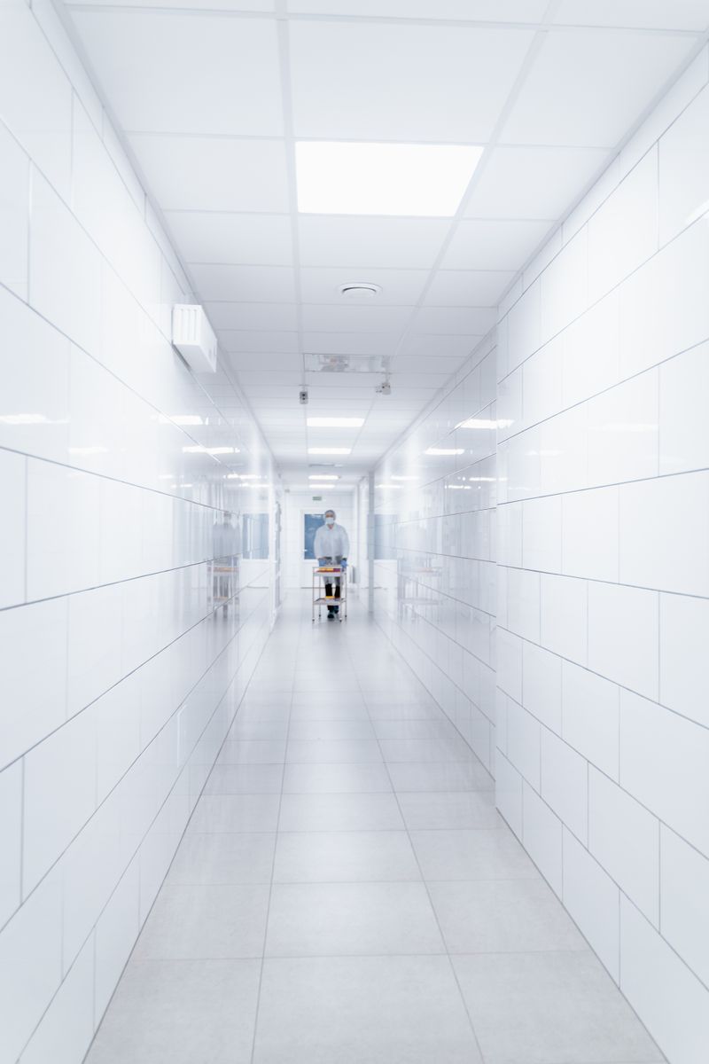 Clean and hygienic hospital corridor