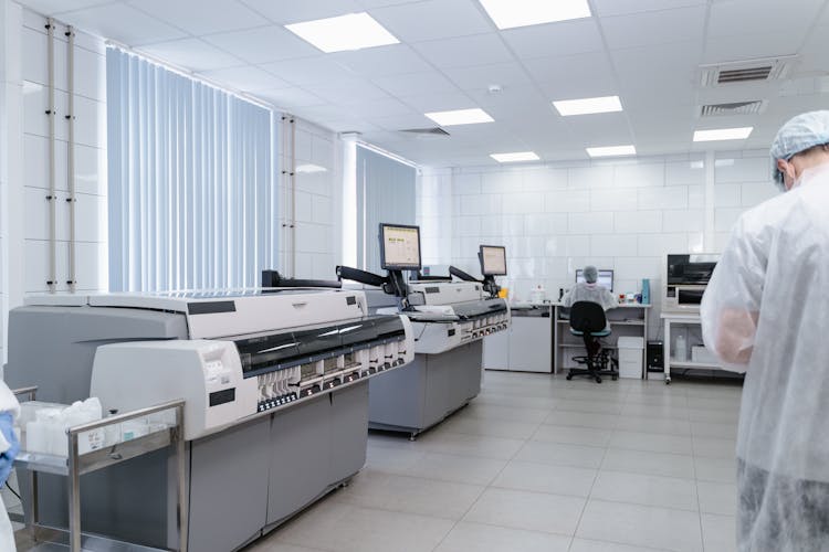 White And Gray Machines Inside The Laboratory