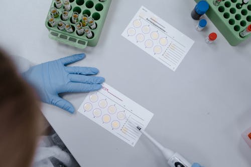 A Person Putting Samples on White Paper