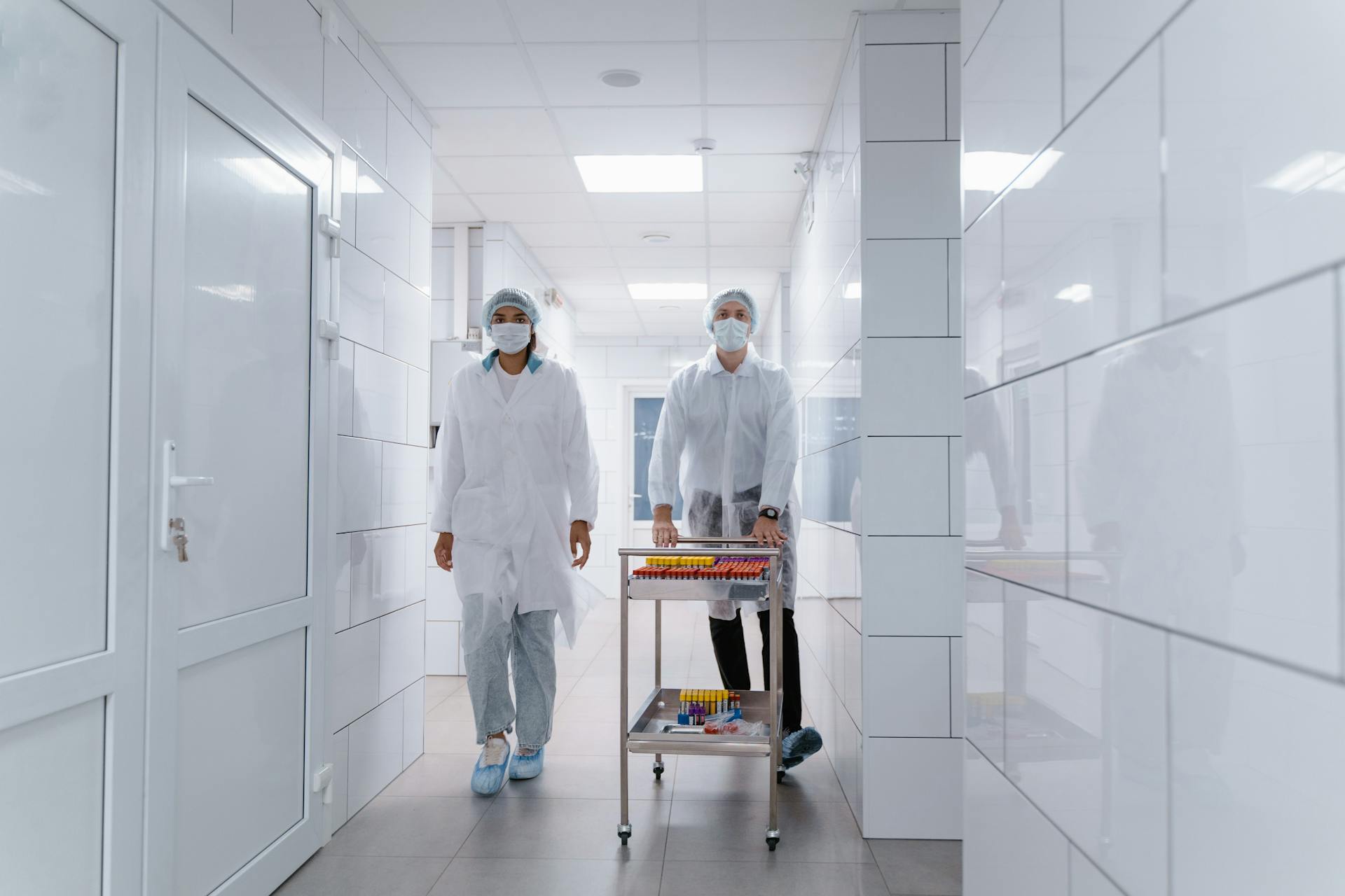 Medical Professionals walking on a Hallway