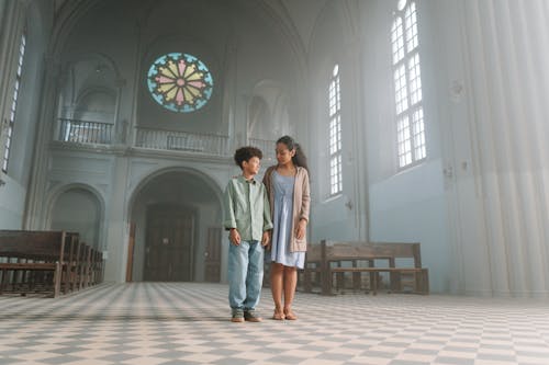 Mother and Son Inside the Church