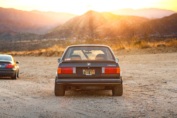 Back View Of A Parked BMW E30