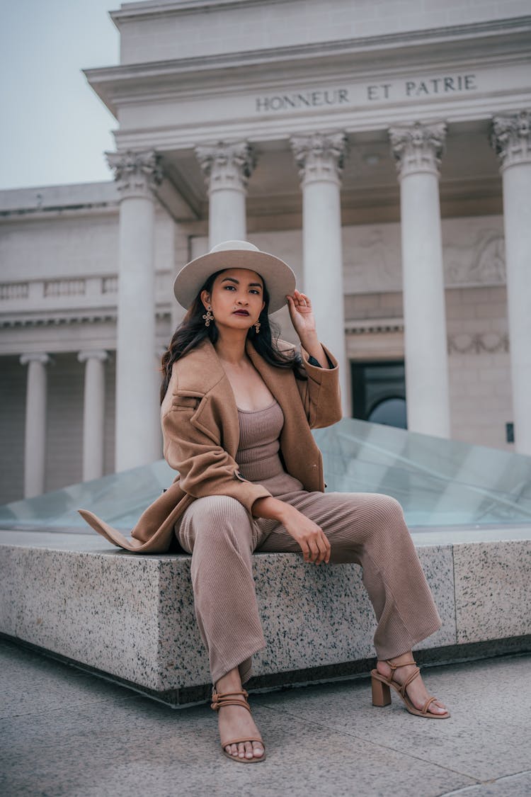 A Woman Posing Near The Legion Of Honor