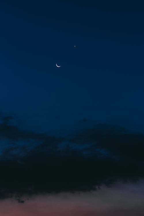 Free Beautiful Crescent Moon in the Night Sky Stock Photo