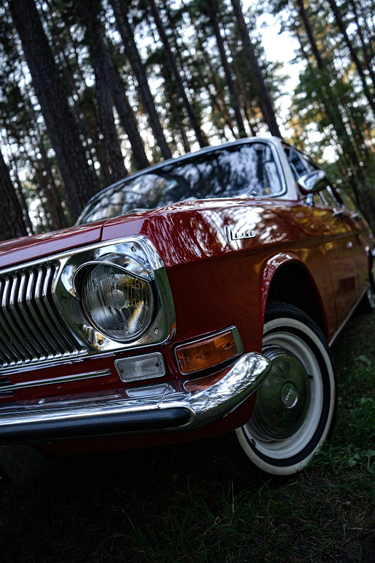 Vintage Car With Red Livery