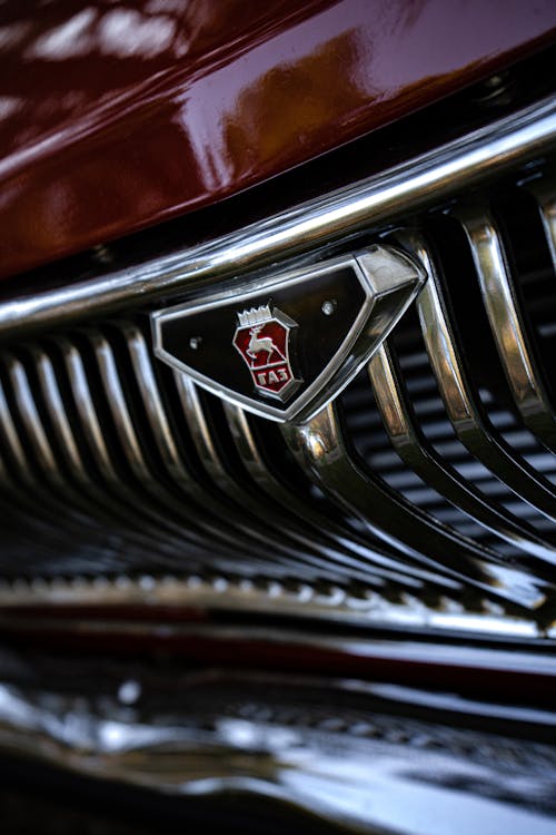 A Gaz-24 Volga Emblem on a Car Hood