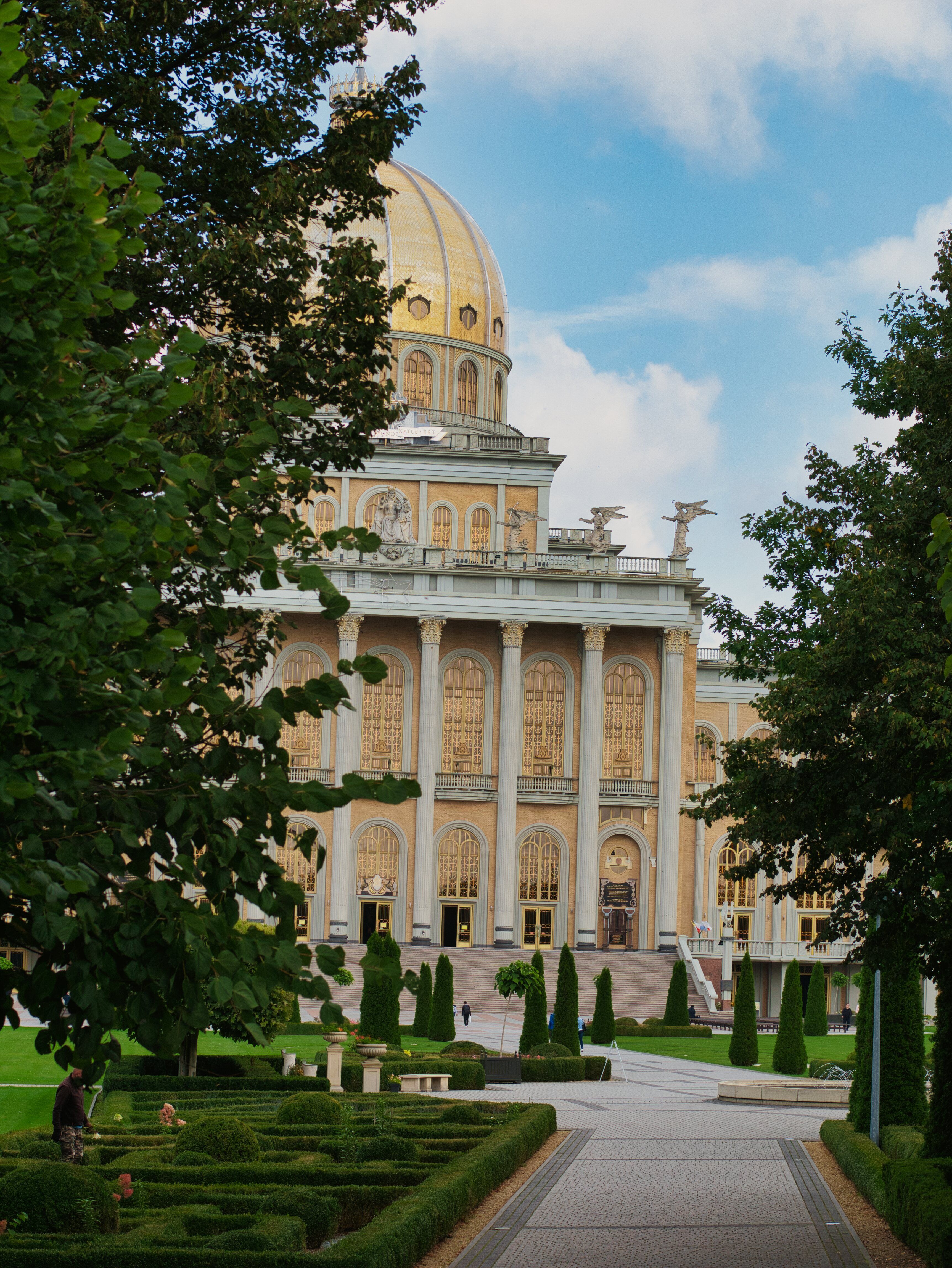 Garden and the Dome of the Basilica of Our Lady of Lichen in Poland ...