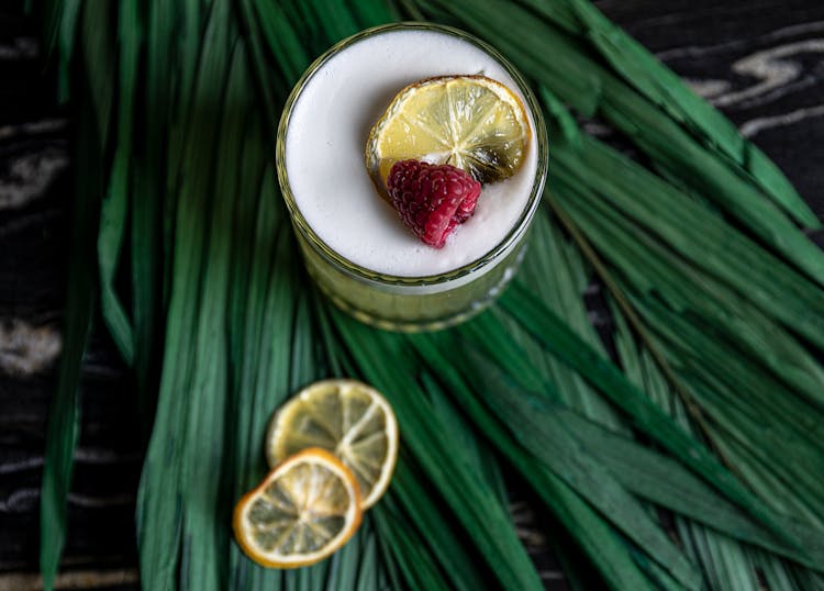 Lemon Cocktail On Leaves