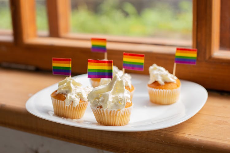 Cupcakes With Rainbow Flags