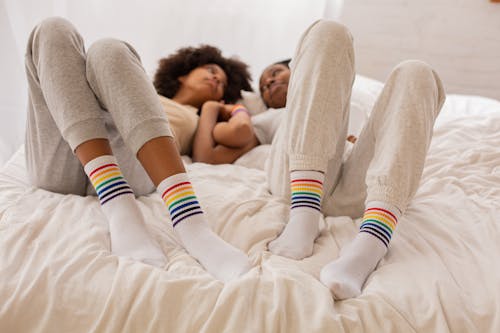 Free Women lying in Bed together  Stock Photo