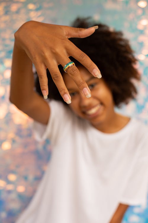 Free Woman wearing Pride Ring  Stock Photo