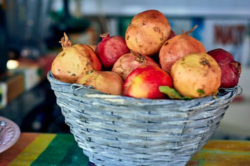 新鮮農產品, 柳條籃, 特写 的 免费素材图片
