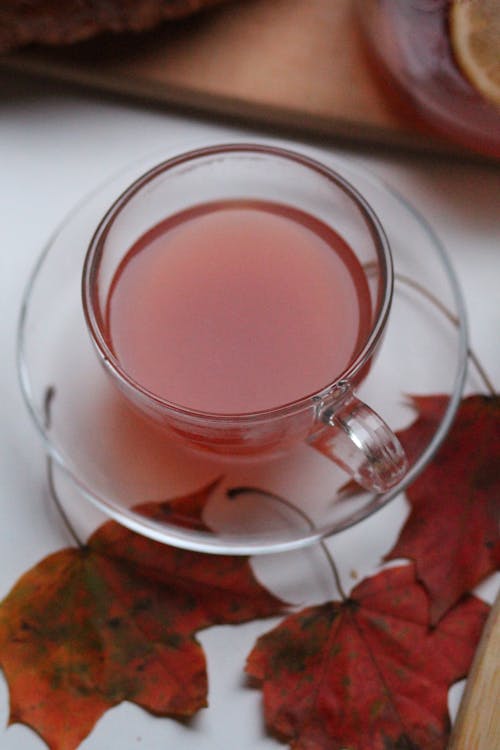 Free Clear Glass Cup with Red Tea Stock Photo