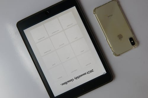 Free stock photo of ipad, iphone, planner insert