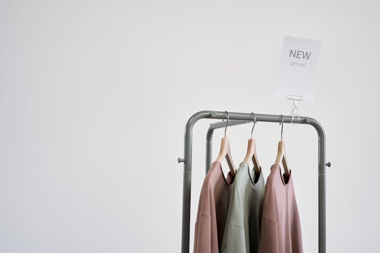 Newly Arrived Shirts On A Clothing Rack