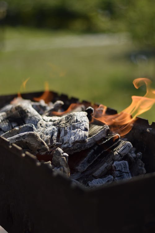 Burning Charcoals in Close Up Photography