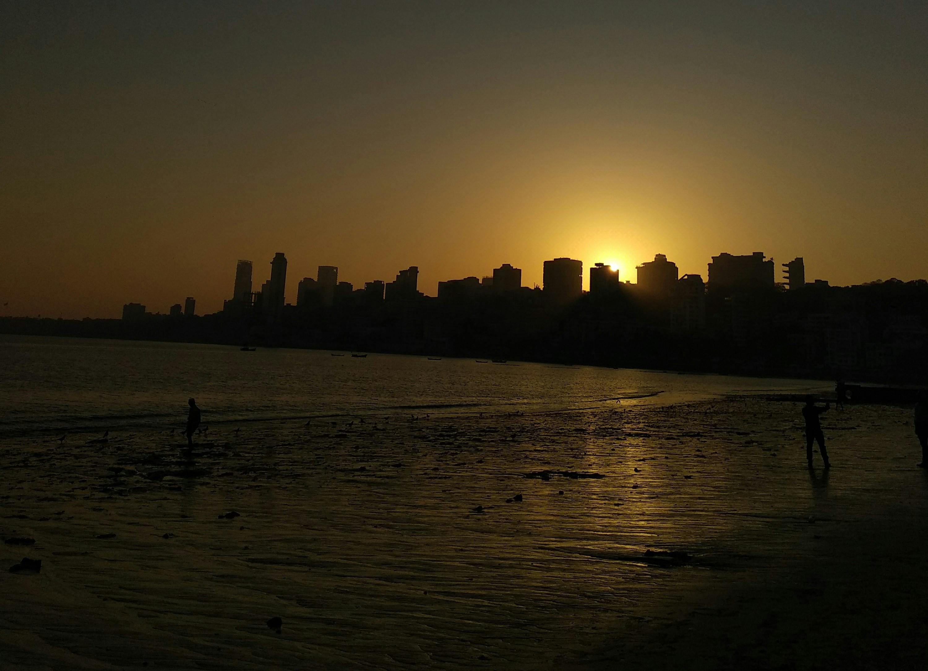 Free stock photo of #Bombay #beach #sunset #photography #nature, #naturelove #buildings #silhouette #seaview #mud