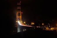 旧金山金门大桥的夜间景观和灯光步道令人惊叹