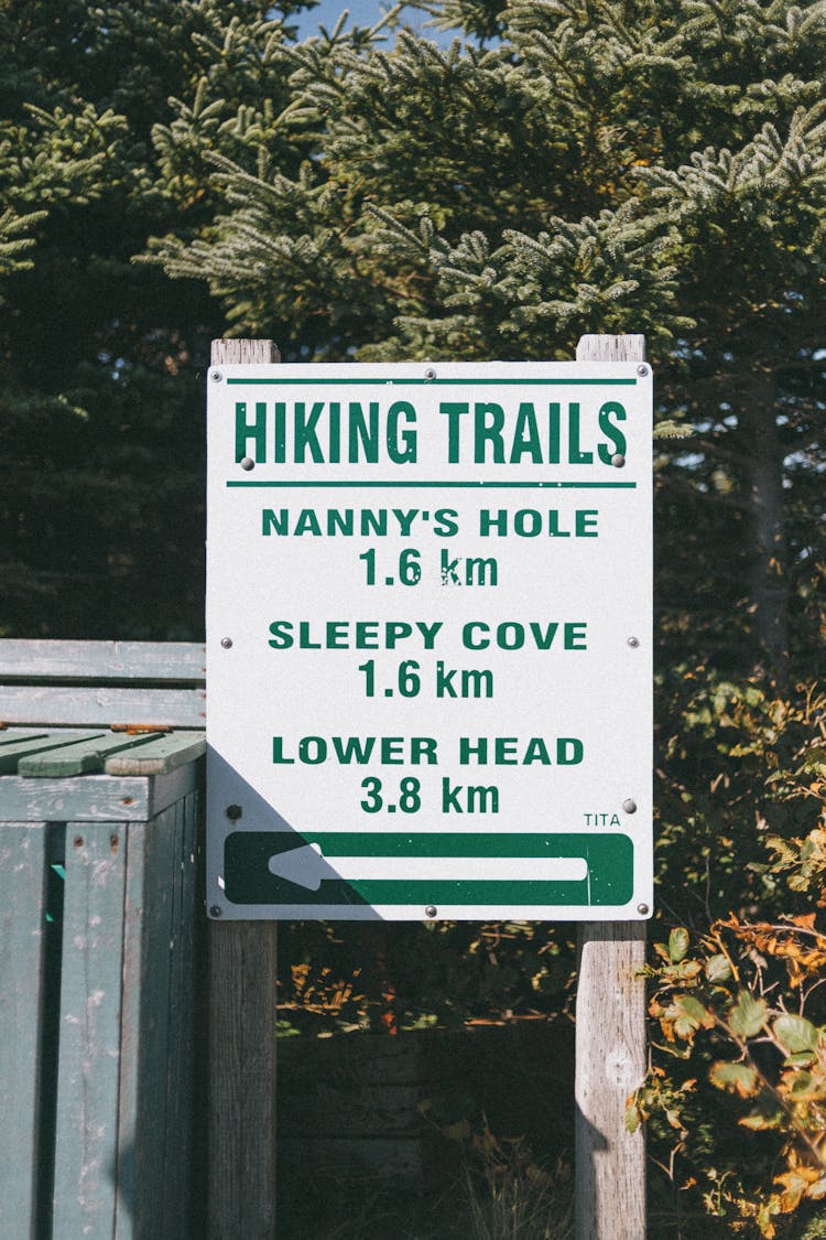 Information Board With Hiking Trails In Newfoundland And Labrador, Canada