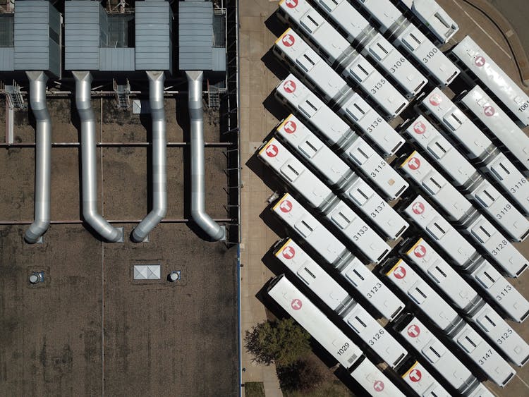 High Angle Shot Of Martin J. Garage Metro Transit In Shingle Creek Pkwy, Minneapolis, United States