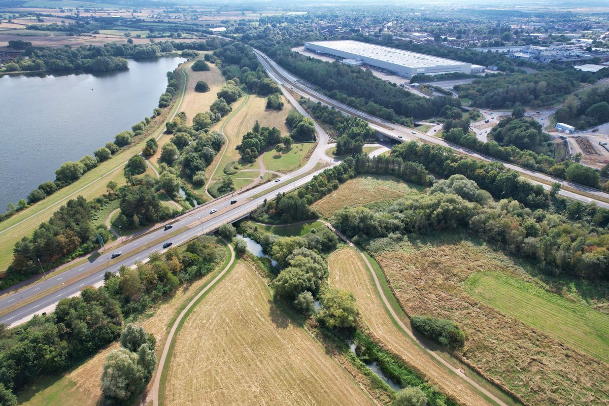 Aerial view of north-west Milton Keynes near Stony Stratford