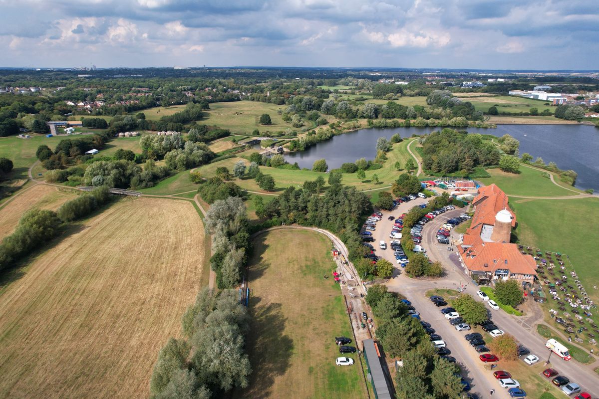 Aerial view of Shenley, south-west Milton Keynes — leafy residential area