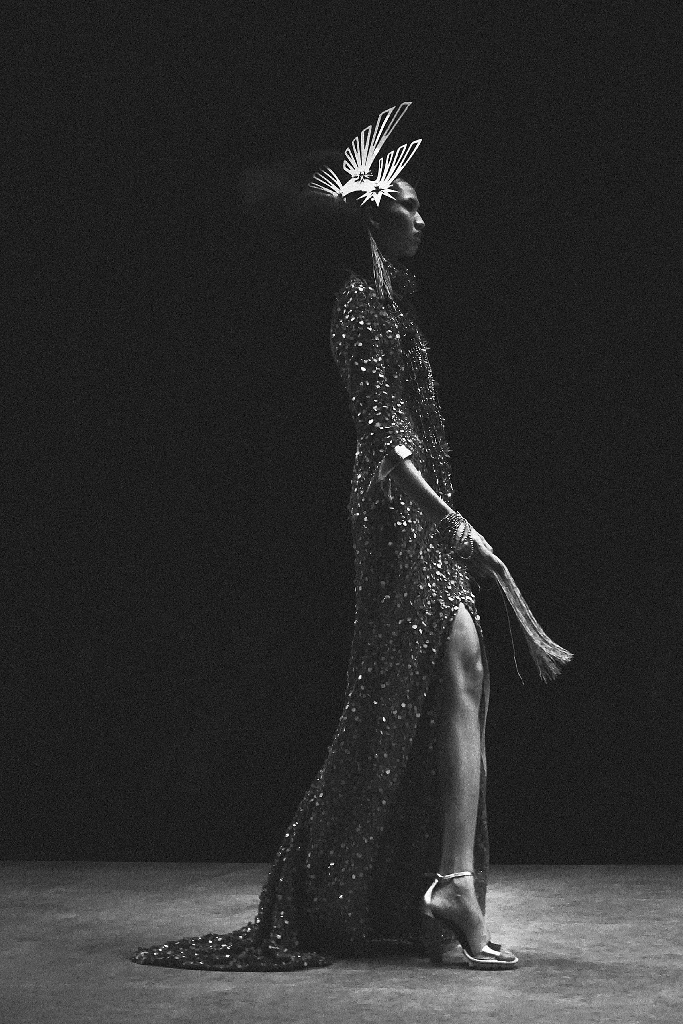 Black and white picture of black woman in dress · Free Stock Photo