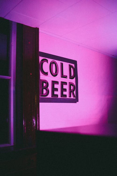 Cold Beer Sign on a Wall with Neon Light · Free Stock Photo