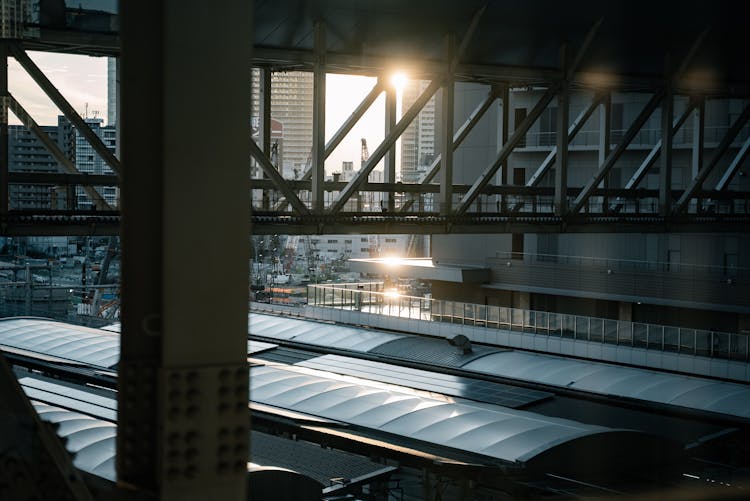 Metal Frame Over The Train Station