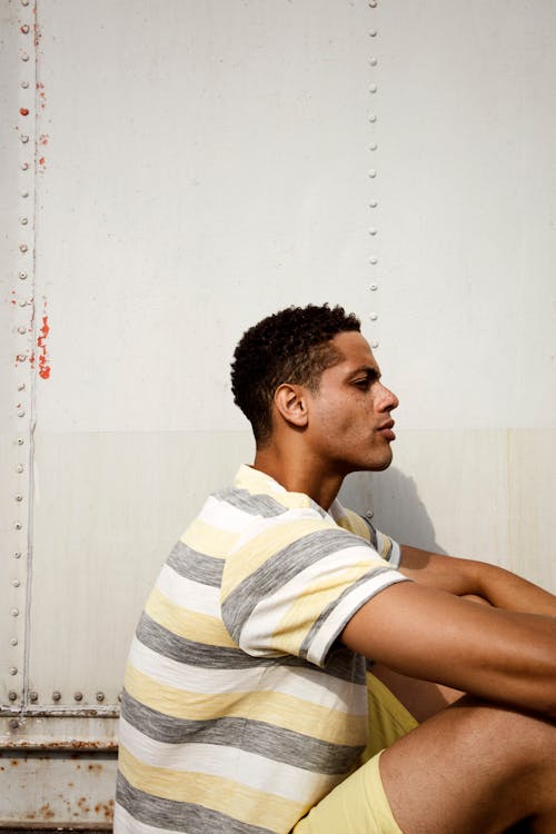 Man Wearing Striped Shirt