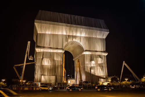 The Arc De Triomphe Covered with Textile in Paris, France