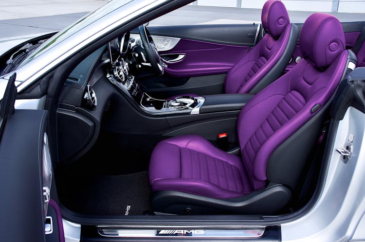 Car Interior With Purple Leather Seats