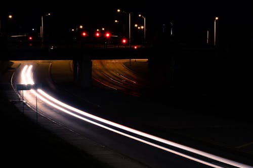 Free stock photo of bright, car, driving at night Stock Photo