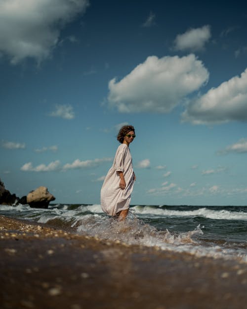 Free stock photo of adult, beach, brown hair