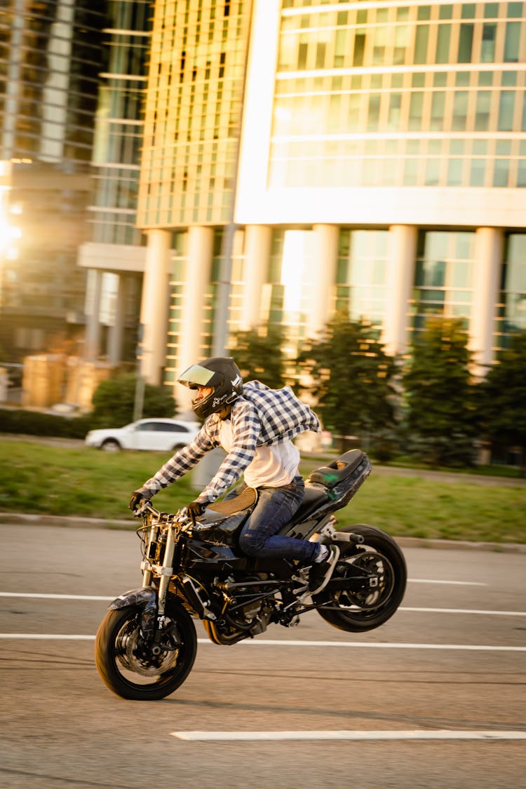 Person Doing A Motorcycle Stunt