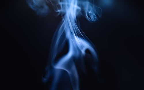 A Close-up Shot of a White Smoke on Black Background
