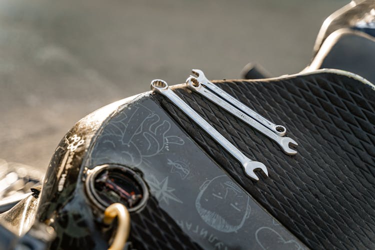 Wrenches On Seat Of A Motorcycle 