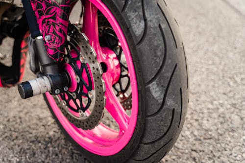 Free Wheel of a Motorcycle Stock Photo