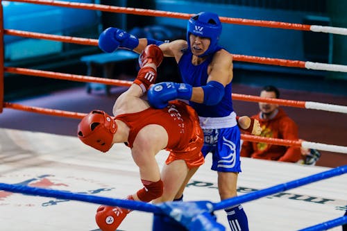 Two Fighters Doing Sparring Match