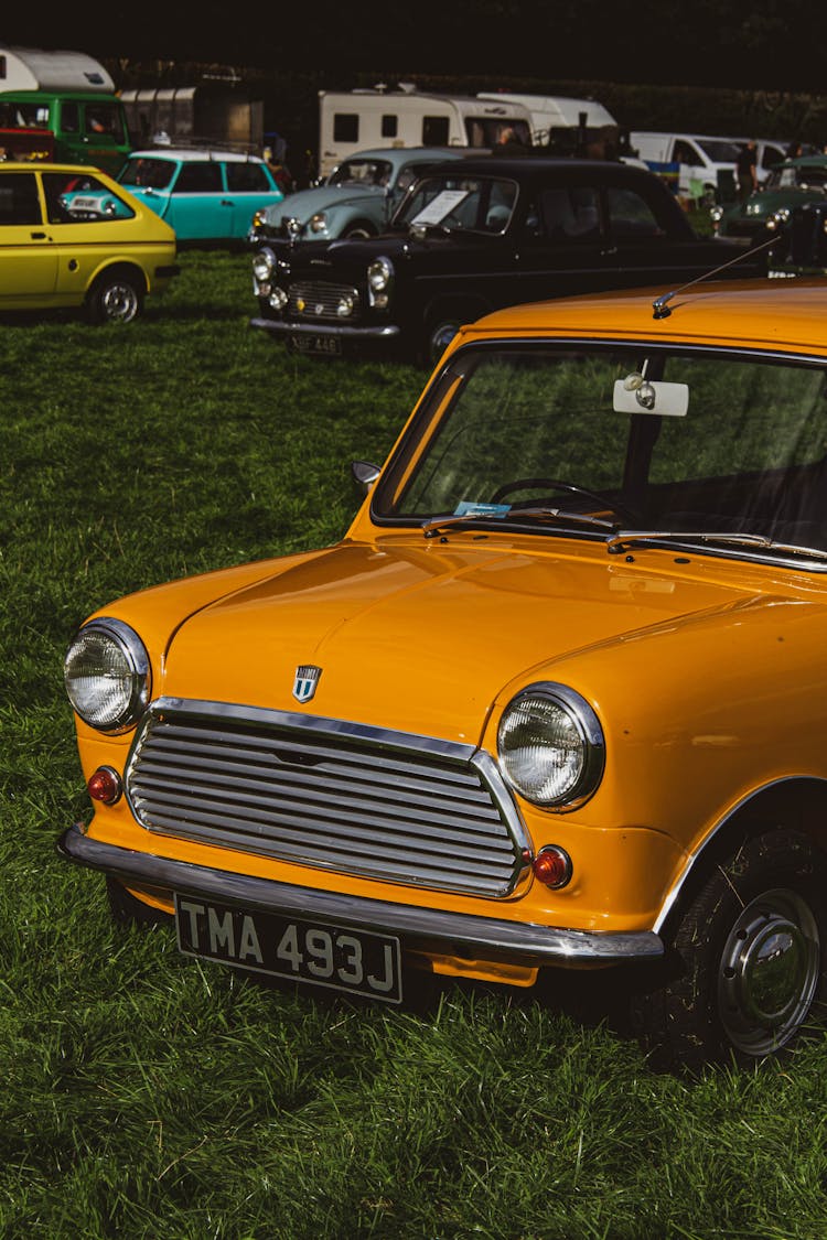 A Yellow Mini Cooper