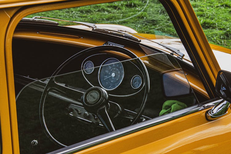 Steering Wheel Of Vintage Car