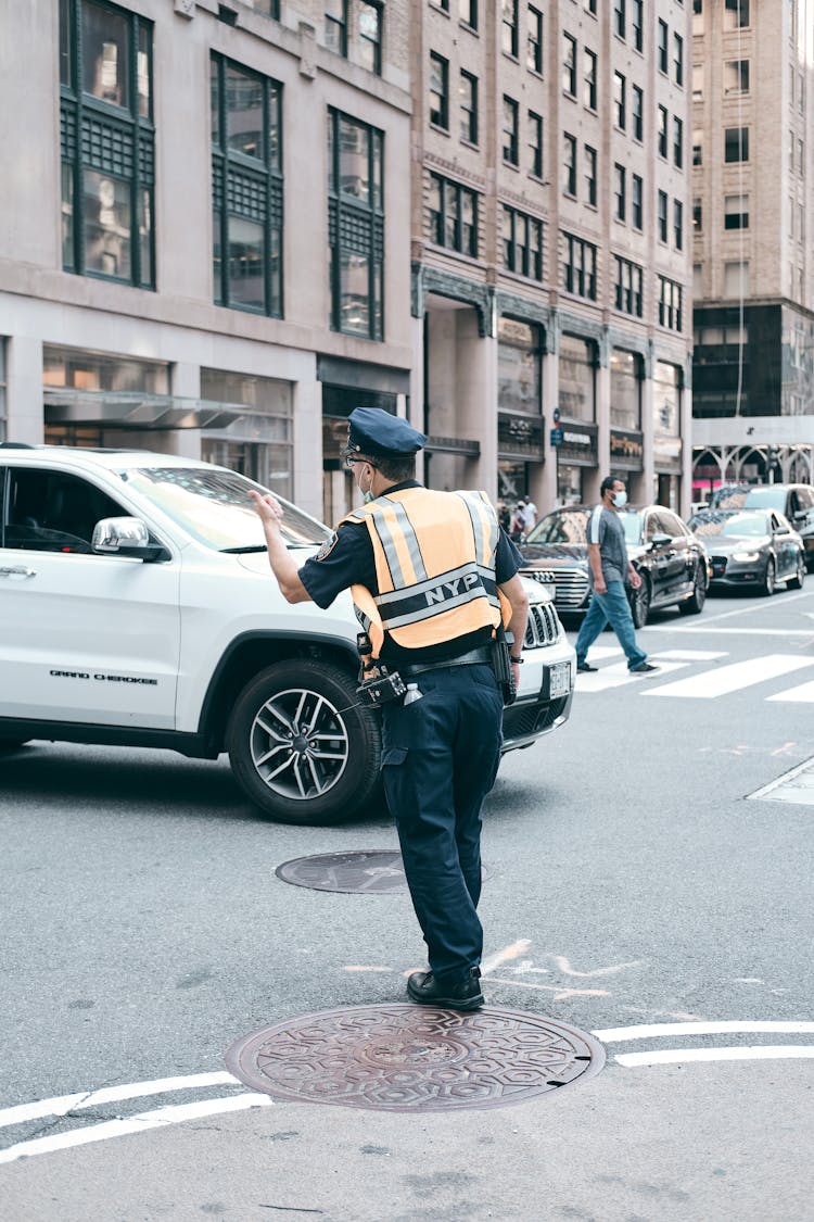 New York Police Officer Directing Traffic 