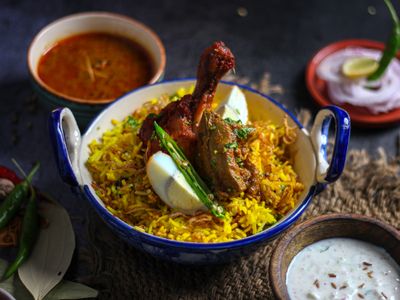 Biryani in handi with raita