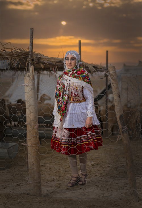 Woman Wearing Colorful Traditional Dress