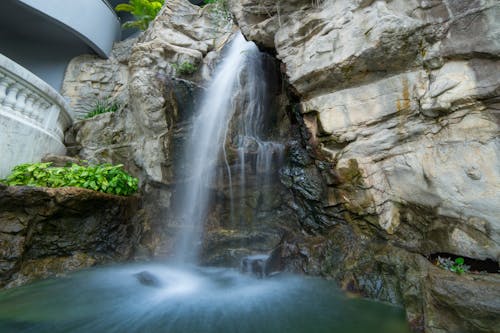 Free Waterfalls Near Green Grasses Photograph Stock Photo